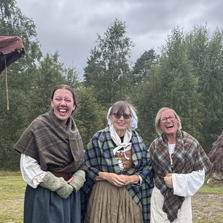Kathryn, Sharon, & Kaz at the Highland Folk Museum.